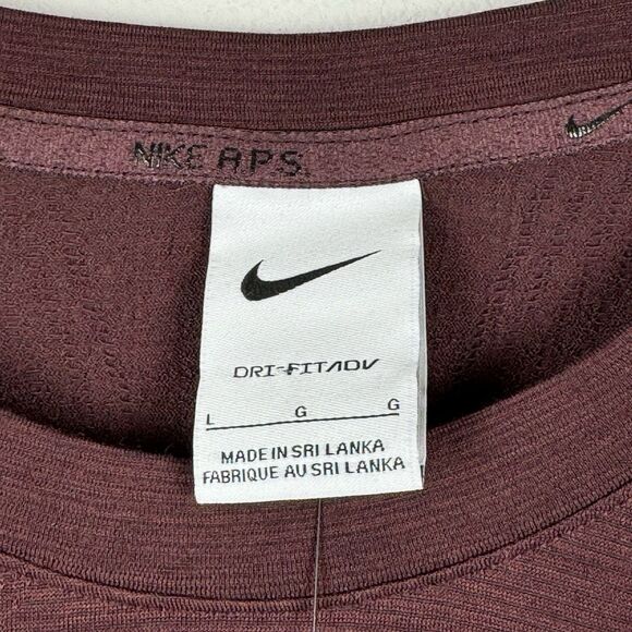 Nike A.P.S. Dri-FIT ADV Versatile Size L Burgundy Long Sleeve Wool Shirt $100 - Picture 4 of 9
